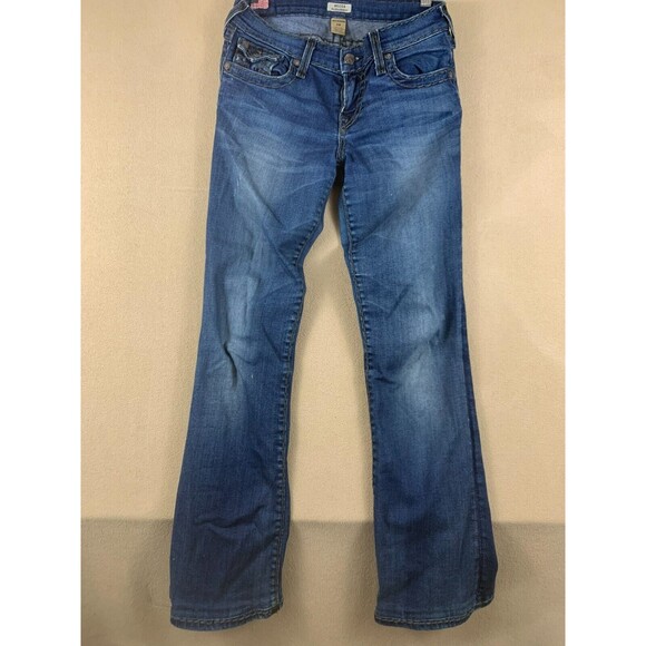 True Religion Women Jeans Size 26 Blue Becca Mid Rise Bootcut Dark Wash Stretch - Picture 10 of 12